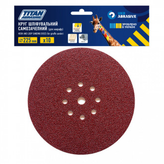 Круг шліфувальний самозачепний ТИТАН АБРАЗИВ Ø 225 мм  (10 шт.) Р 36, 9 отворів-[articul]