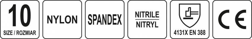 Рукавиці робочі нейлонові YATO покрите спіненим нітрилом з накрапленням, розмір 10, чорнр-сірі-YT-74759