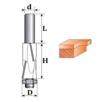 Фреза Пряма кромкова №1020 z2×2 (D19, h60, d12) 22-026-196-[articul]