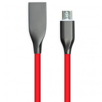 Кабель PowerPlant USB - microUSB, 1м, силікон, червоний-[articul]