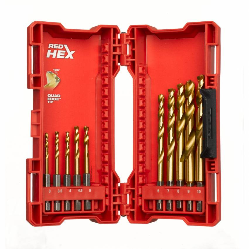 Набір свердлів по металу RedHEX HSS-G TiN MILWAUKEE, (10шт)-48894759