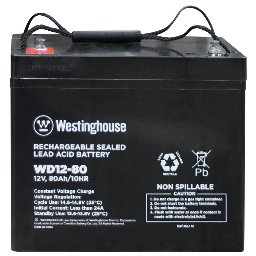 Свинцево-кислотна акумуляторна батарея Westinghouse Deep Cycle, 12V, 80Ah, terminal T14, 1шт 260*168*211-WD12-80N-T14