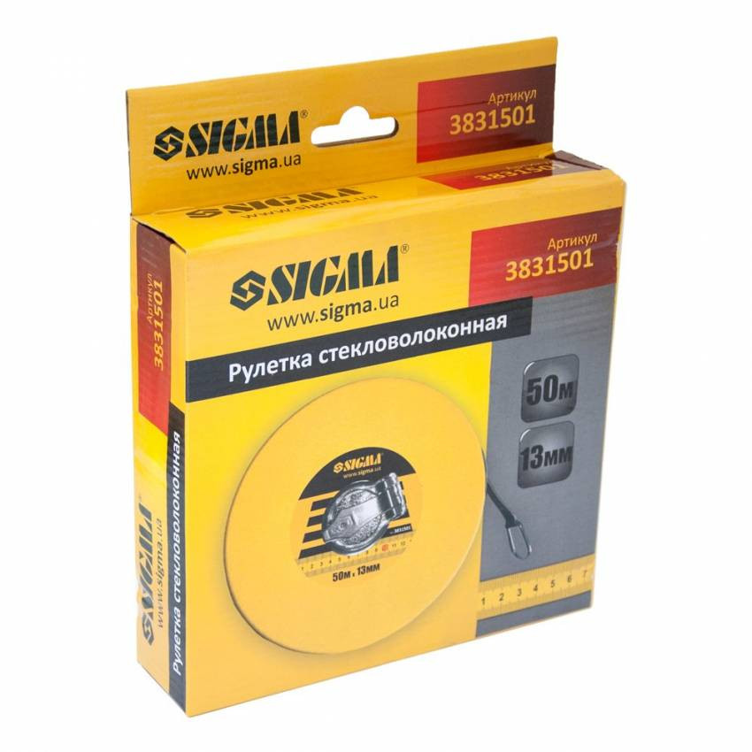 Рулетка скловолокно 50м*13мм Sigma (3831501)-3831501