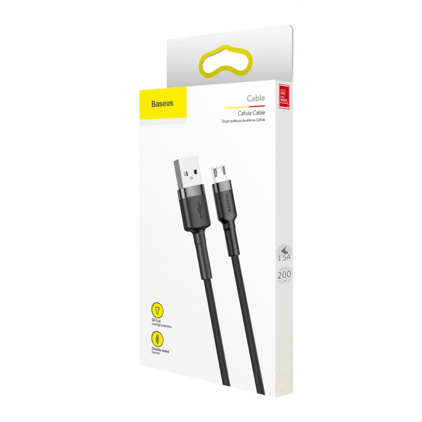 Кабель Baseus Cafule microUSB 1.5A 2M Чорний/Сірий (CAMKLF-CG1)-