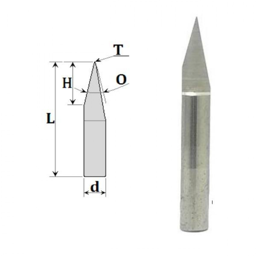 Фреза Гравірувальна z1, D3, H5.6, d3, L40, 0.1, 30° 03-630-314-03-630-314