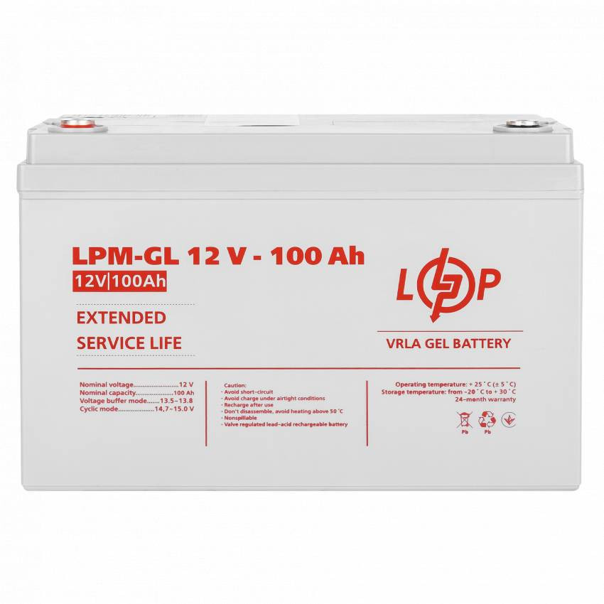 Акумулятор гелевий LPM-GL 12V - 100 Ah-