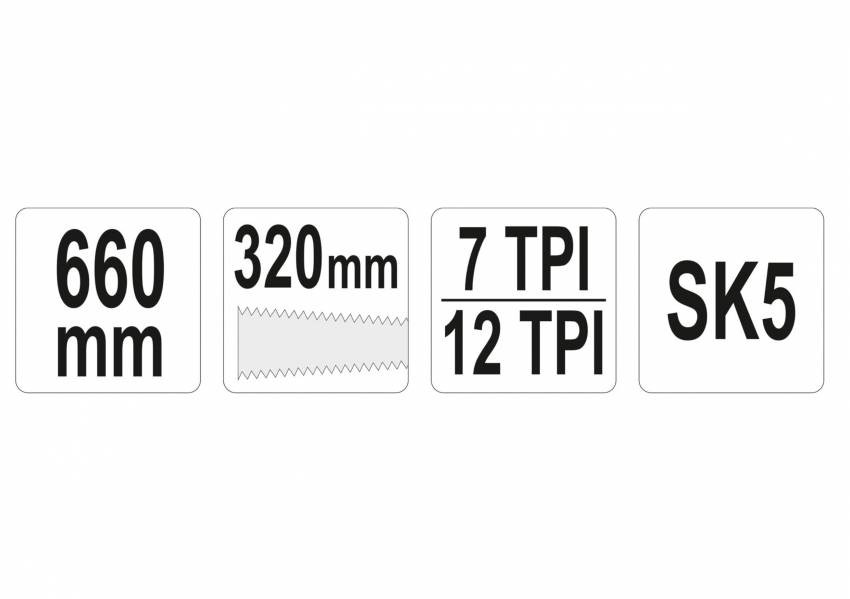 Ножівка 2-стороння тип "Японський" YATO l= 660 мм, полотно l= 320 мм, 7/12 зуб./1"-YT-31310