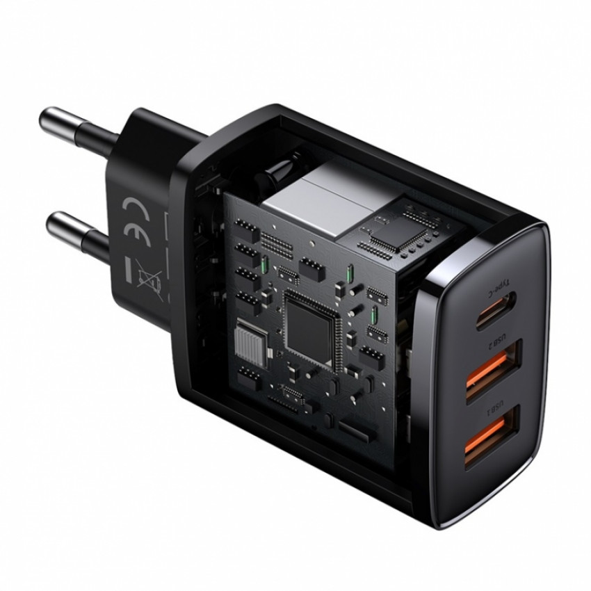 Зарядний пристрій Baseus Compact Quick Charger 2U+C 30W EU Чорний (CCXJ-E01)-