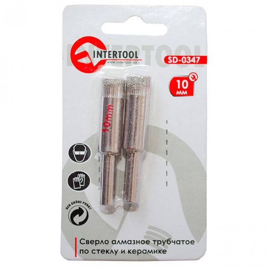 Коронка трубчаста по склу та кераміці 10 мм INTERTOOL SD-0347-SD-0347