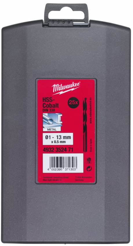 Набір свердел по металу HSS-Co MILWAUKEE DIN338, (25шт)-4932352471