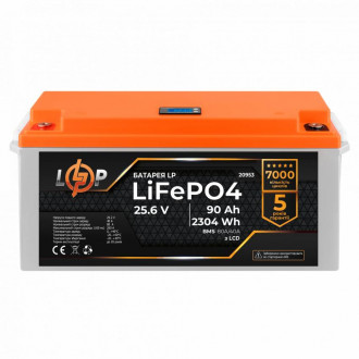 Акумулятор LP LiFePO4 LCD 24V (25,6V) - 90 Ah (2304) (BMS 80A/40A) пластик-[articul]