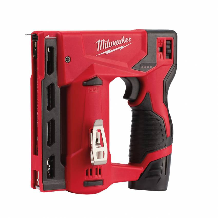 Степлер акумуляторний MILWAUKEE, M12 BST-202X (зарядний пристрій, 2 акум.X 2Ач, HDкейс)-4933459635