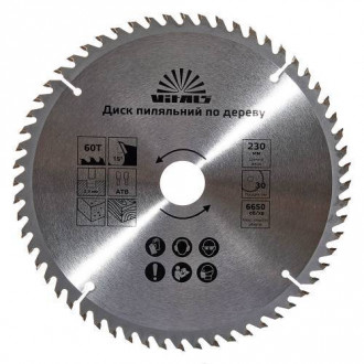 Диск пильний Vitals по дереву 230x30/25.4/22.2, ATB 60-[articul]