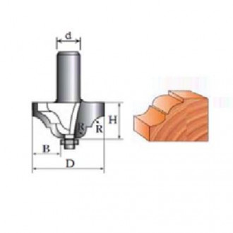 Фреза Кромкова калювальна, Кромкова фігурна №2001 (R4, D33, h12) 18-043-040-[articul]