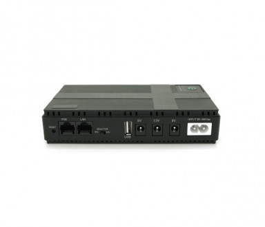 UPS-18W для роутерів/комутаторів/PON/POE-430, 5//9/12V, 1/2A, Li-ion 10400MAh, Black, BOX-[articul]