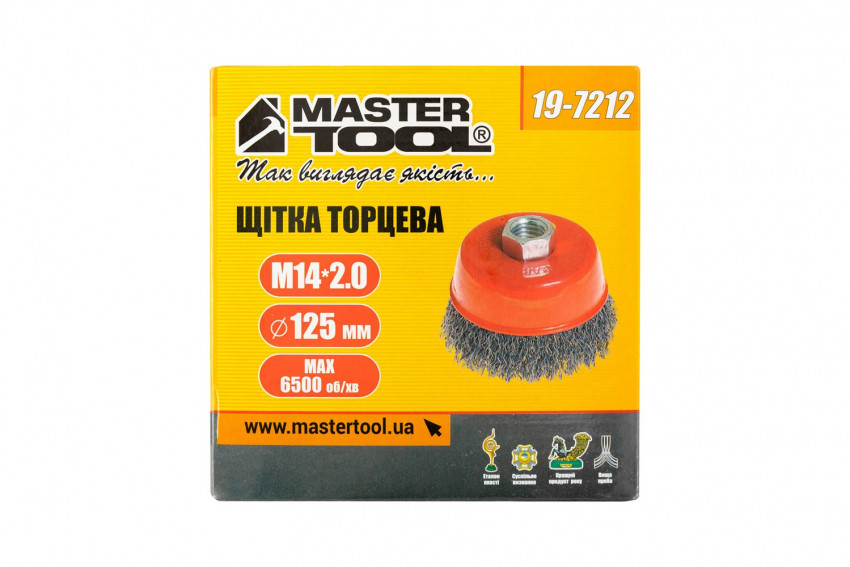 MasterTool Щітка торцева з рифленого дроту D125 М14, Арт.: 19-7212-19-7212