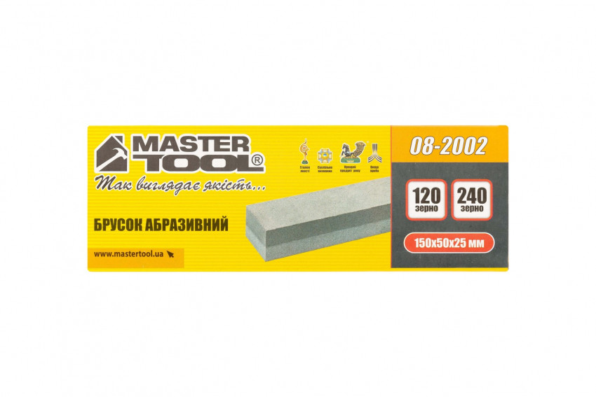 Брусок абразивний MASTERTOOL двосторонній 150х50х25 мм зерно 120/240 08-2002-08-2002