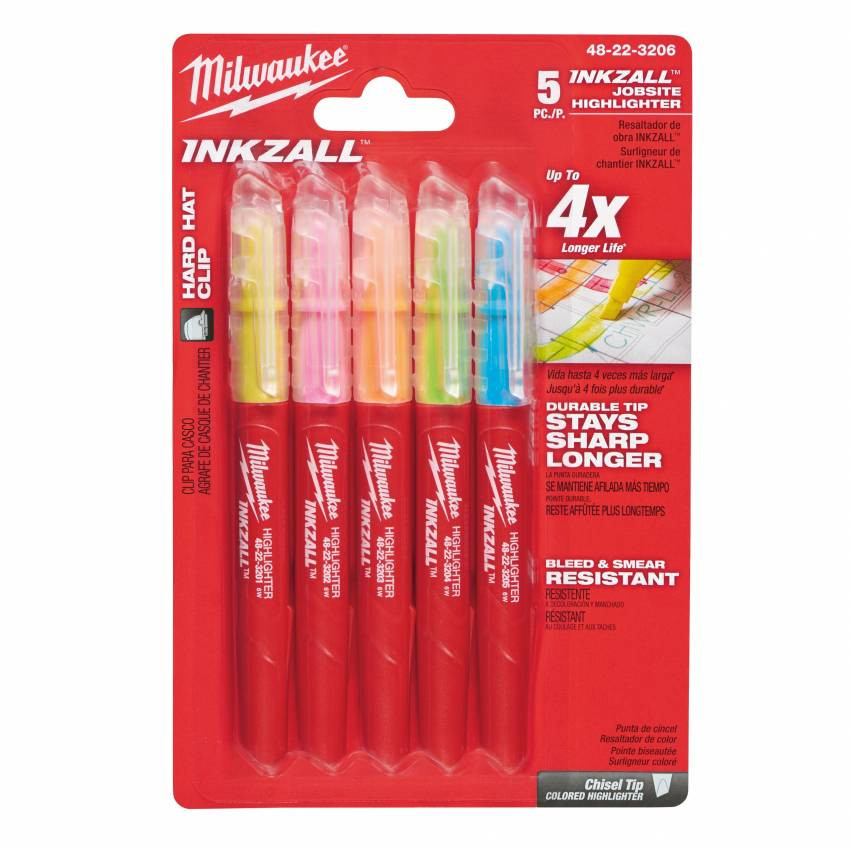 Набір текстмаркерів InkZAll MILWAUKEE, кольорові, (5шт)-48223206