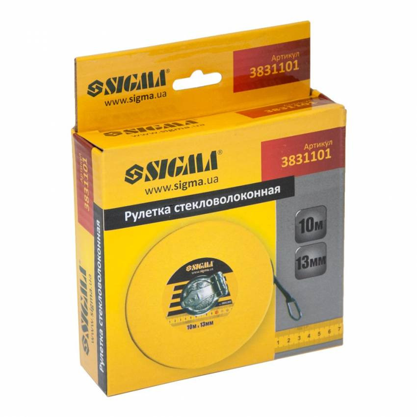 Рулетка скловолокно 10м*13мм Sigma (3831101)-3831101