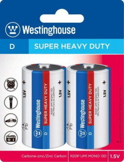 Сольова батарейка Westinghouse Super Heavy Duty D/R20 2шт/уп blister-[articul]