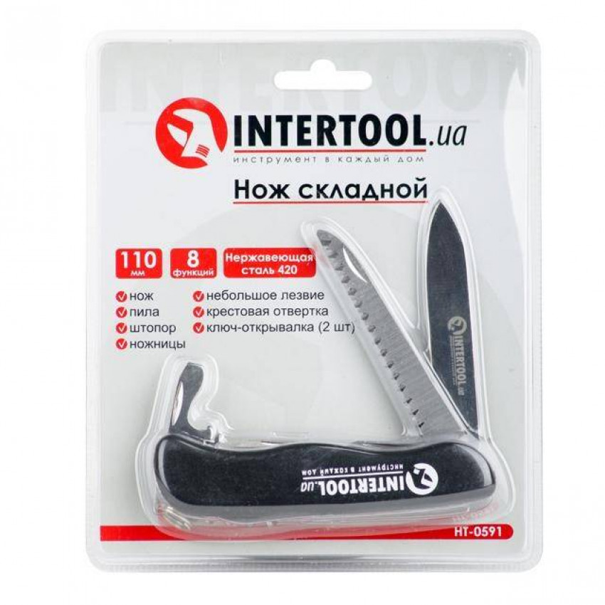 Багатофункціональний складний ніж 8 в 1 INTERTOOL HT-0591-HT-0591