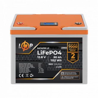 Акумулятор LP LiFePO4 12,8V - 90 Ah (1152Wh) (BMS 50A/25А) пластик LCD для ДБЖ-[articul]