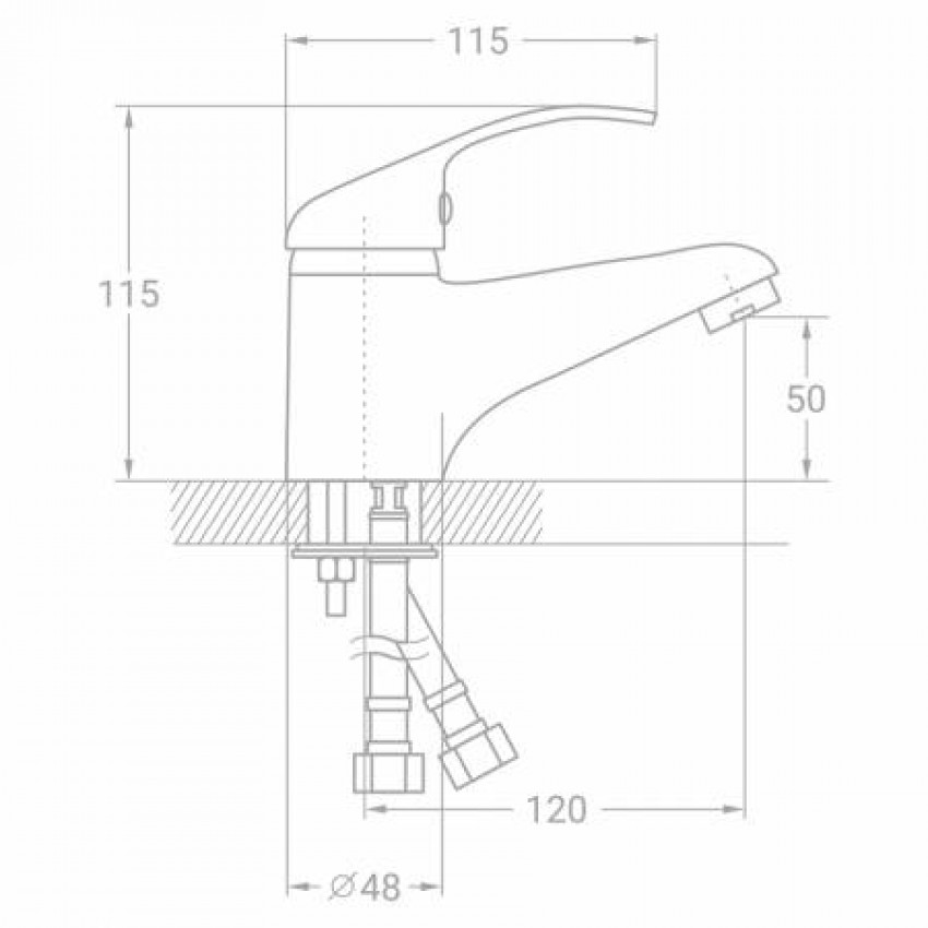 Змішувач TN Ø35 для раковини литої на шпильці TAU (TN-2A142C)-TN-2A142C