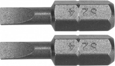 Насадка викрутка YATO: шліц SL4 x 25 мм, HEX 1/4&quot;, AISI S2, 2 шт.-[articul]