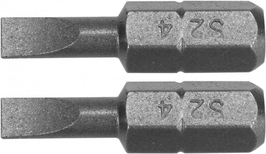 Насадка викрутка YATO: шліц SL4 x 25 мм, HEX 1/4", AISI S2, 2 шт.-YT-77891