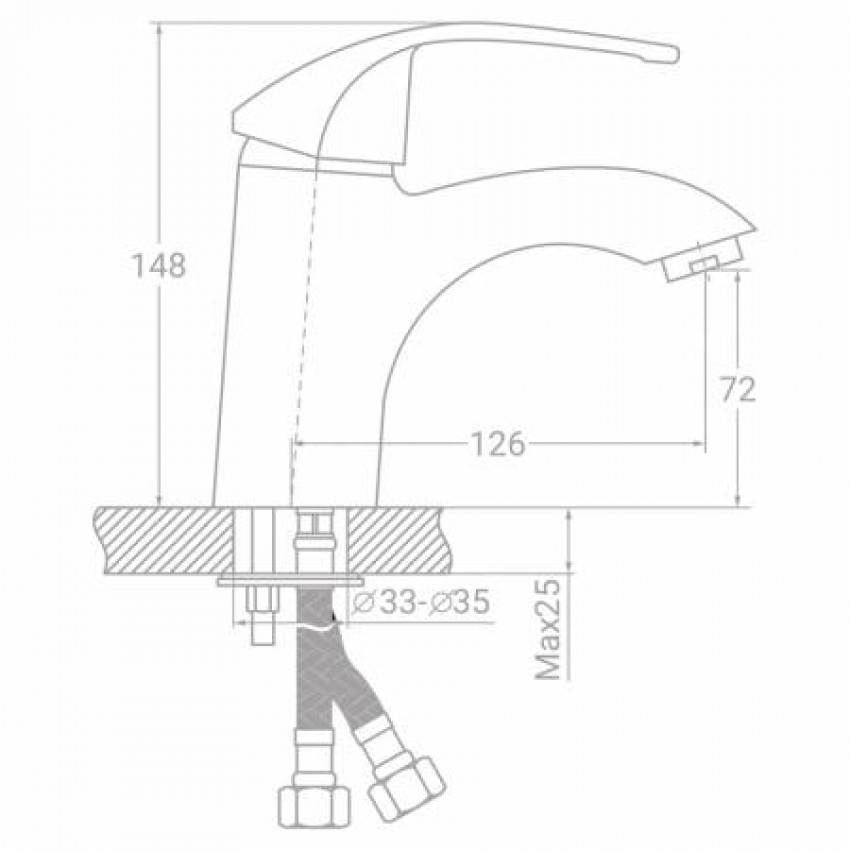 Змішувач SD Ø40 для раковини литої на шпильці TAU (SD-2A143C)-SD-2A143C