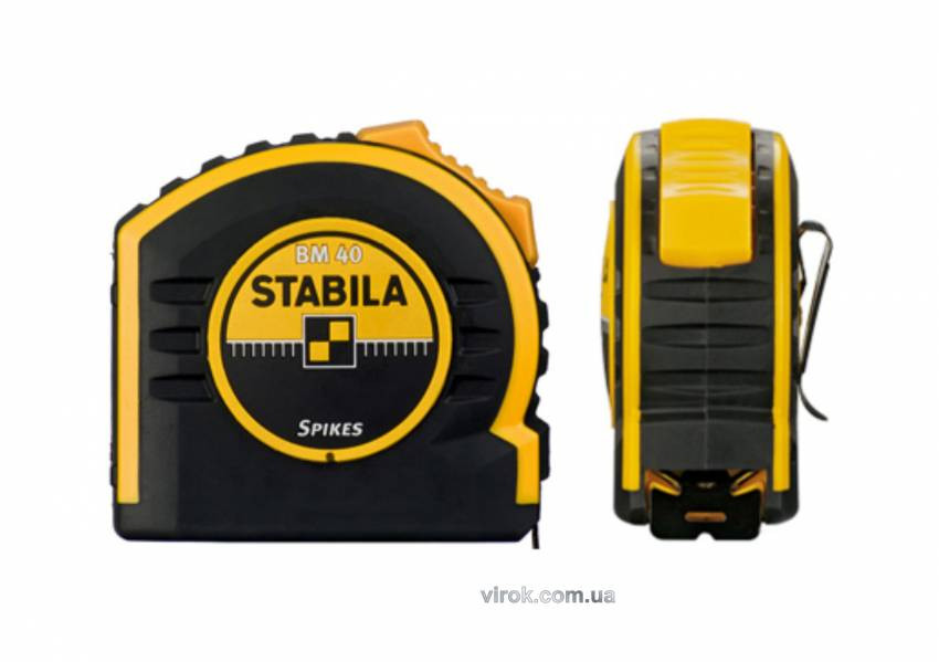 Рулетка STABILA Type BM40: L= 10 м х 27 мм, поліамідне покриття стрічки, гачок Spikes-17747