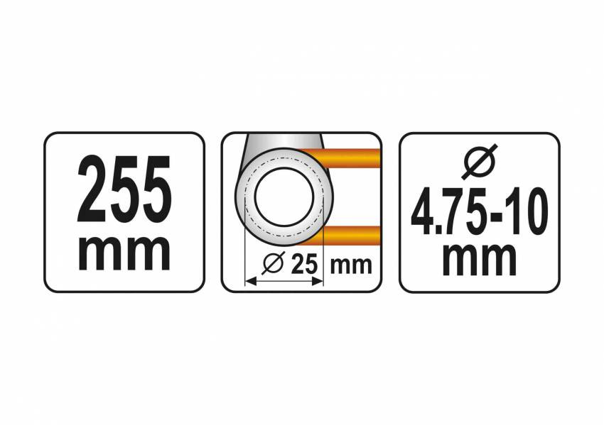 Згинач металевих лозин YATO: Ø4.75-10 мм, під кут ≤ 90°, l= 255 мм.-YT-08144