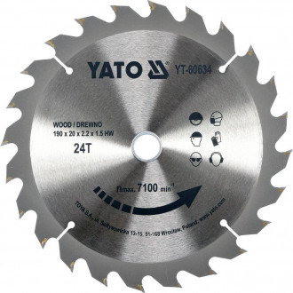 Пила дискова переможна по дереву YATO. Ø=190х20x2.2 х 1.5 мм HW. для циркулярної пилки YT-82150-[articul]