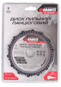 Диск пильний GRANITE для дерева ланцюговий 125х22.2х14Т 13000 об/хв 5-12-514