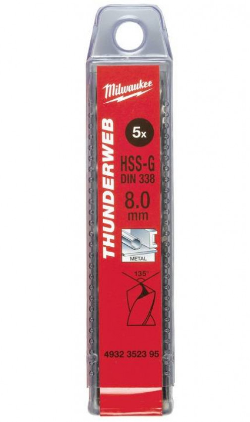 Свердло по металу THUNDERWEB HSS-G MILWAUKEE DIN338, Ø2,5x57мм, (10шт)-4932352380