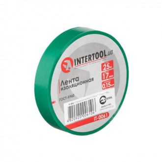 Стрічка ізоляційна, 17 мм * 25 м * 0.15 мм, зелена INTERTOOL IT-0061-[articul]