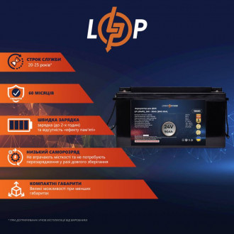 Акумулятор LP LiFePO4 для ДБЖ 24V - 90 Ah (BMS 60A) пластик