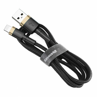 Кабель Baseus Cafule USB 2.0 to Lightning 2.4A 1M Чорний/Золотий (CALKLF-BV1)-[articul]