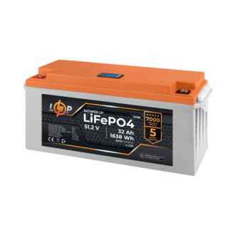 Акумулятор LP LiFePO4 48V (51,2V) - 32 Ah (1638Wh) (BMS 60A/30А) пластик LCD