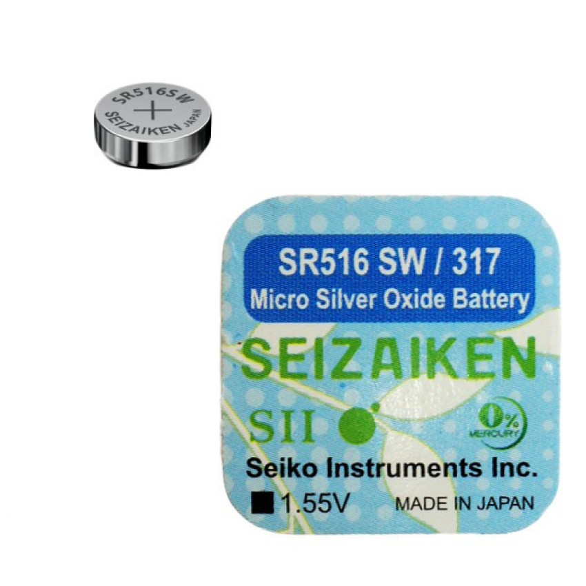 Оксид-срібно-цинкова батарейка Seizaiken "таблетка" 317/SR516SW 10шт/уп-B-SZK-SR516SW-B10F