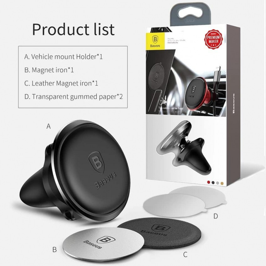 Автоутримувач Baseus Magnetic Air Vent Car Mount Holder Black (SUGX-A01)-