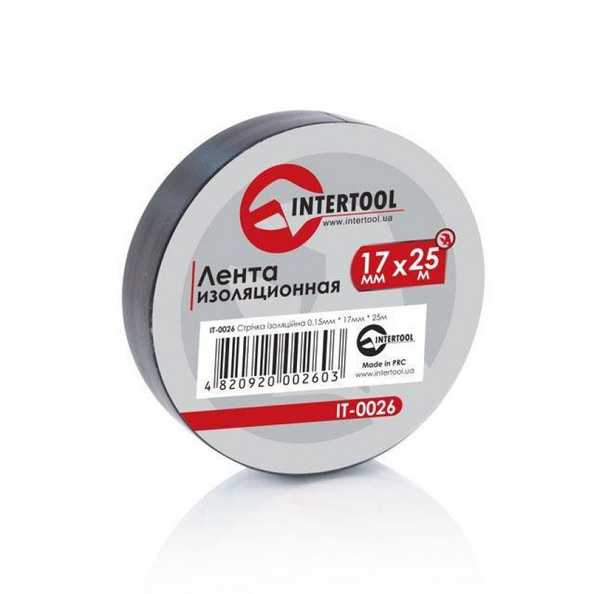 Стрічка ізоляційна, 17 мм * 25 м * 0,15 мм, чорна INTERTOOL IT-0026-IT-0026