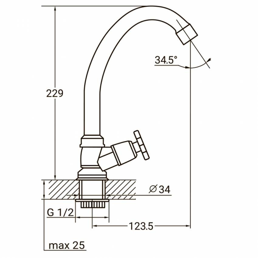 Змішувач QN 1/2" монокран на гайці AQUATICA (QN-1G158C)-QN-1G158C