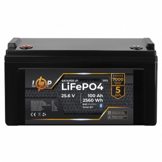 Акумулятор LP LiFePO4 25,6V - 100 Ah (2560Wh) (BMS 80A/80А) пластик Smart BT-[articul]