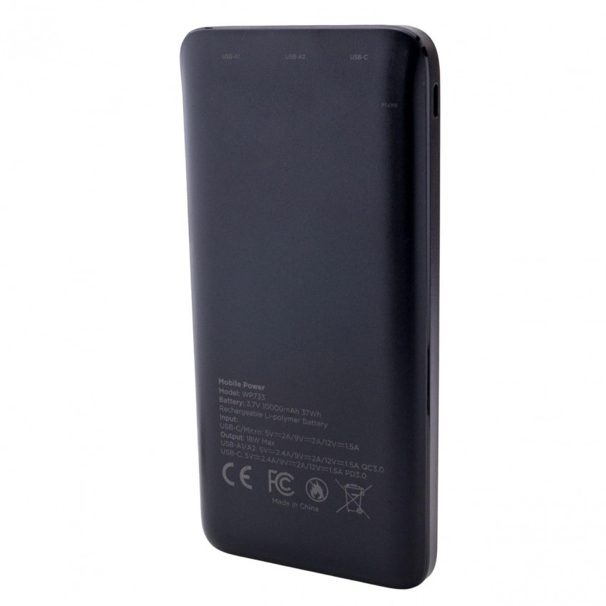 Універсальний мобільний акумулятор (Power bank) WP733-100HCB Quick Charge 10000mAh  3.7V-WP733QH-100HCB