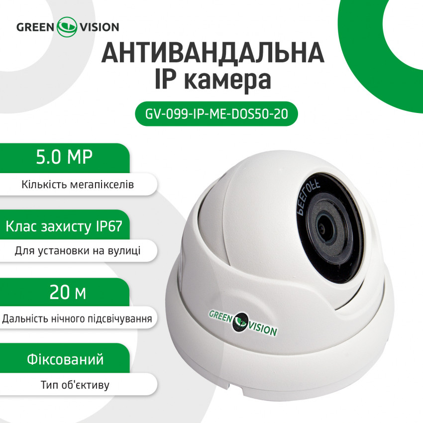 Антивандальна IP камера GV-099-IP-ME-DOS50-20 POE 5MP-