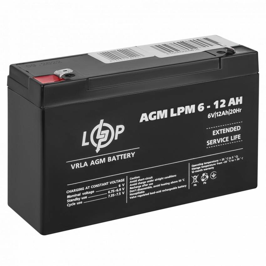 Акумулятор AGM LPM 6V - 12 Ah-