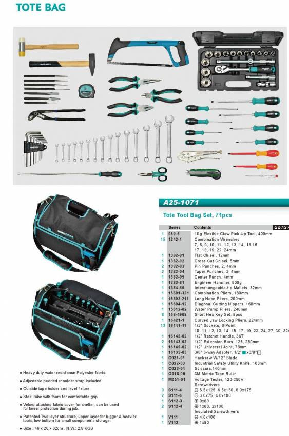 Набір інструмента 71од. сумка-A25-1071S