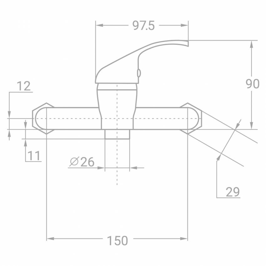 Змішувач TN Ø35 для душу TAU (TN-1D142C)-TN-1D142C