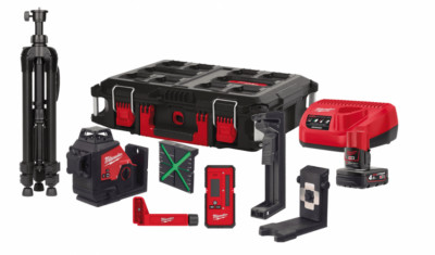 Нівелір лазерний 3D акумуляторний MILWAUKEE, M12 3PLKIT-401P (+зар. прист.,1акум.Х4Аг, кейс PACKOUT)